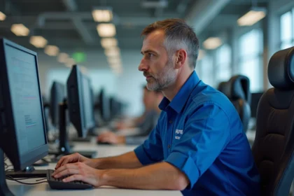 Agent de transit en uniforme au bureau