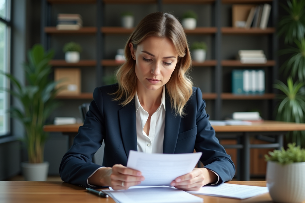 Femme d affaires en réunion dans un bureau moderne