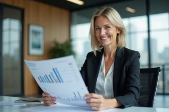 Femme d affaires en réunion dans un bureau moderne