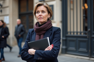 Femme française en blazer devant l'assemblee nationale