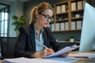 Femme en réunion de travail dans un espace coworking