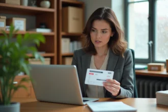 Gérante de petite entreprise examinant un programme de fidélité Dekortikon sur tablette dans son bureau