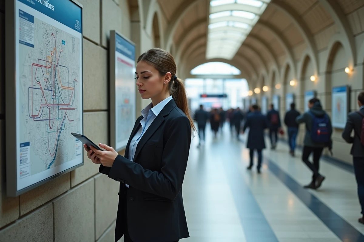 Jeune femme de transit regardant une carte