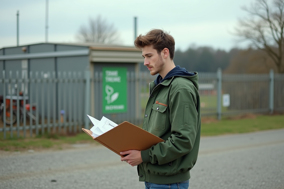 Jeune homme vérifiant des documents à l