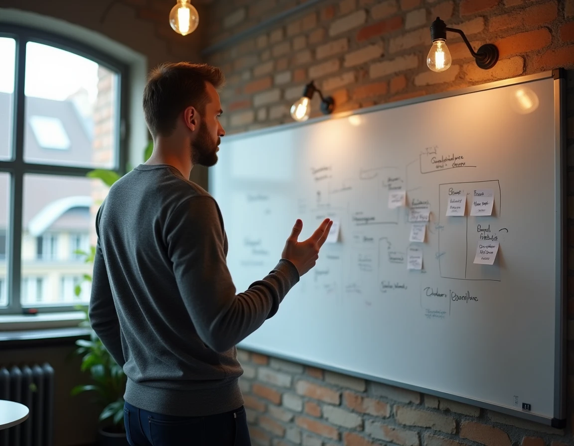 Consultant RH généraliste présentant des profils de candidats sur un tableau blanc dans les bureaux lillois de NextGen RH
